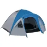 Tienda de Campaña para 3 Personas con Ventanas 2 Bolsillos y Bolsa de Transporte 250x300x130 cm Gris y Azul - Ogal.Es