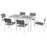 Juego de Comedor de Jardín de 7 Piezas con 1 Mesa y 6 Sillas Apilables Estilo Moderno para Terraza Patio Blanco ... - Ogal.Es