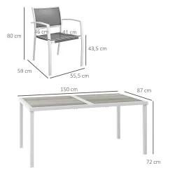 Juego de Comedor de Jardín de 7 Piezas con 1 Mesa y 6 Sillas Apilables Estilo Moderno para Terraza Patio Blanco ... - Ogal.Es