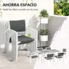 Juego de Comedor de Jardín de 7 Piezas con 1 Mesa y 6 Sillas Apilables Estilo Moderno para Terraza Patio Blanco ... - Ogal.Es