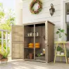 Armario de Jardín 0,83 m² 127x65x168 cm con 2 Puertas de Persiana 2 Estantes 2 Asas y Techo Impermeable Natural - Ogal.Es