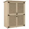 Armario de Jardín 0,83 m² 127x65x168 cm con 2 Puertas de Persiana 2 Estantes 2 Asas y Techo Impermeable Natural - Ogal.Es
