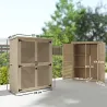 Armario de Jardín 0,83 m² 127x65x168 cm con 2 Puertas de Persiana 2 Estantes 2 Asas y Techo Impermeable Natural - Ogal.Es