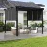 Cenador para Exterior 3x3 m con Techo Deslizante Marco de Acero Impermeable y Anti-UV para Terraza Patio Gris Os... - Ogal.Es