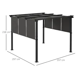 Cenador para Exterior 3x3 m con Techo Deslizante Marco de Acero Impermeable y Anti-UV para Terraza Patio Gris Os... - Ogal.Es