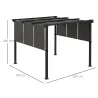 Cenador para Exterior 3x3 m con Techo Deslizante Marco de Acero Impermeable y Anti-UV para Terraza Patio Gris Os... - Ogal.Es