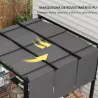 Cenador para Exterior 3x3 m con Techo Deslizante Marco de Acero Impermeable y Anti-UV para Terraza Patio Gris Os... - Ogal.Es