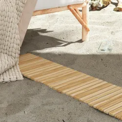 Camino de Jardín de Madera 120x38 cm Pasarela Recta Enrollable para Exteriores Resistente a la Intemperie Natural - Ogal.Es