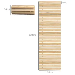 Camino de Jardín de Madera 120x38 cm Pasarela Recta Enrollable para Exteriores Resistente a la Intemperie Natural - Ogal.Es