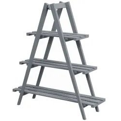 Soporte para Plantas Plegable de Madera Estantería para Macetas de 3 Niveles con Marco en A 100x36x112 cm Gris - Ogal.Es