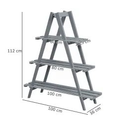 Soporte para Plantas Plegable de Madera Estantería para Macetas de 3 Niveles con Marco en A 100x36x112 cm Gris - Ogal.Es