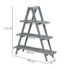 Soporte para Plantas Plegable de Madera Estantería para Macetas de 3 Niveles con Marco en A 100x36x112 cm Gris - Ogal.Es