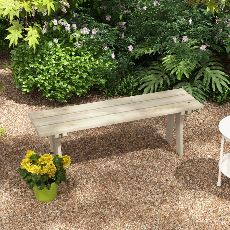 Banco de Madera de 2 Plazas Carga 220 kg Banco de Exterior para Jardín Patio Terraza 130x38x45 cm Natural - Ogal.Es