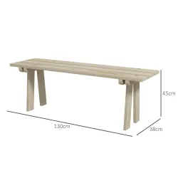 Banco de Madera de 2 Plazas Carga 220 kg Banco de Exterior para Jardín Patio Terraza 130x38x45 cm Natural - Ogal.Es