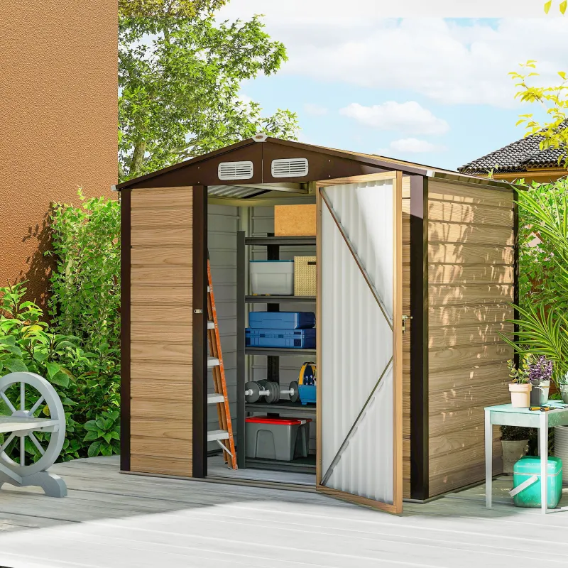 Caseta de Jardín 190x131x188 cm Cobertizo Metálico para Herramientas con 2 Ventilaciones y Puerta para Terraza R... - Ogal.Es