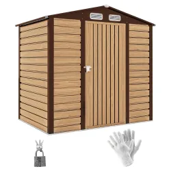Caseta de Jardín 190x131x188 cm Cobertizo Metálico para Herramientas con 2 Ventilaciones y Puerta para Terraza R... - Ogal.Es