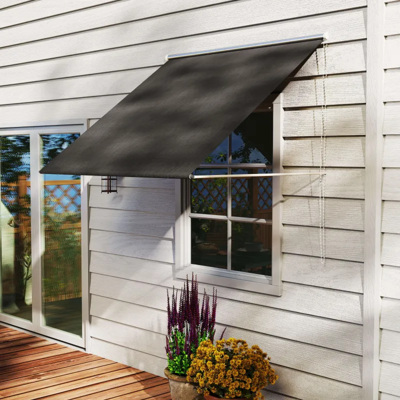 Toldo Retráctil de Exterior con Marco de Aluminio Ángulo de Inclinación Ajustable Anti-UV 150x120 cm Gris Oscuro - Ogal.Es
