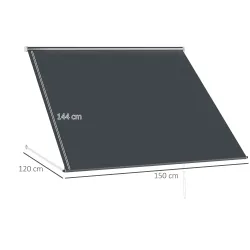 Toldo Retráctil de Exterior con Marco de Aluminio Ángulo de Inclinación Ajustable Anti-UV 150x120 cm Gris Oscuro - Ogal.Es