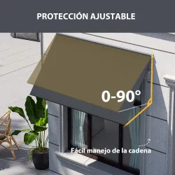 Toldo Retráctil de Exterior con Marco de Aluminio Ángulo de Inclinación Ajustable Anti-UV 150x120 cm Gris Oscuro - Ogal.Es