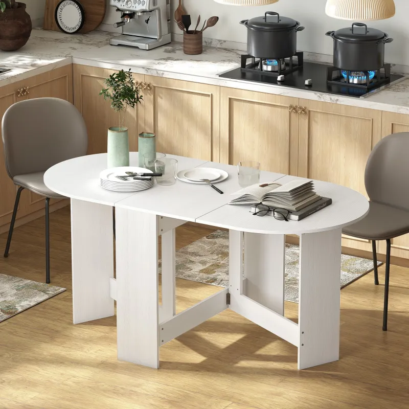 Mesa de Cocina Plegable con Alas Abatibles Mesa Multifuncional de Estilo Moderno de Forma Ovalada 163x80x75 cm B... - Ogal.Es