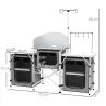 Mueble de Cocina para Camping Plegable con 3 Mesas 4 Ganchos Poste de Luz y Bolsa de Transporte 172x48x130 cm Gris - Ogal.Es
