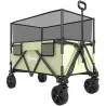 Carro Plegable 180 L con Longitud y Ángulo del Mango Ajustables y Paredes Laterales Extensibles Carga 120 kg Caqui - Ogal.Es