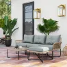 Conjunto de Jardín de Ratán Sintético con Sofá de Exterior de 4 Módulos y 1 Mesa de Centro y Cojines Gris - Ogal.Es