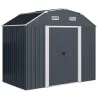 Caseta de Exterior Metálica 2,7 m² 238x132x198,5 cm con Base Estantes Ajustables 2 Puertas Corredizas y 2 Ventan... - Ogal.Es