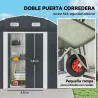 Caseta de Exterior Metálica 2,7 m² 238x132x198,5 cm con Base Estantes Ajustables 2 Puertas Corredizas y 2 Ventan... - Ogal.Es