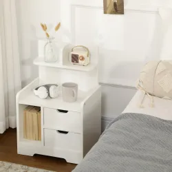 Mesilla de Noche con 2 Cajones y 3 Compartimientos de Almacenajes para Salón Dormitorio Carga 30 kg 40x30x60 cm ... - Ogal.Es