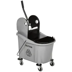 Cubo de Fregona con Ruedas 36L Carro de Limpieza con Escurridor de Presión y 2 Cubetas Separadas 54x41x91,5cm Gris - Ogal.Es