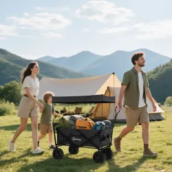 Carro Plegable con Toldo Desmontable Longitud y Ángulo del Mango Ajustables y Bolsa de Transporte Carga 100 kg N... - Ogal.Es