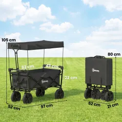Carro Plegable con Toldo Desmontable Longitud y Ángulo del Mango Ajustables y Bolsa de Transporte Carga 100 kg N... - Ogal.Es