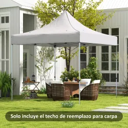 Techo de Repuesto para Carpa Plegable de Tela Oxford 3x3 m con Techo Puntiagudo Impermeable y Anti-UV Blanco - Ogal.Es