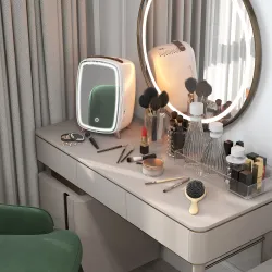 Nevera para Cosméticos Pequeña con 6L Capacidad con Puerta con Espejo y Luces LED Ajustables 24,3x19,4x35,6 cm B... - Ogal.Es