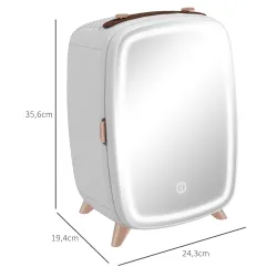 Nevera para Cosméticos Pequeña con 6L Capacidad con Puerta con Espejo y Luces LED Ajustables 24,3x19,4x35,6 cm B... - Ogal.Es