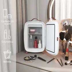 Nevera para Cosméticos Pequeña con 6L Capacidad con Puerta con Espejo y Luces LED Ajustables 24,3x19,4x35,6 cm B... - Ogal.Es