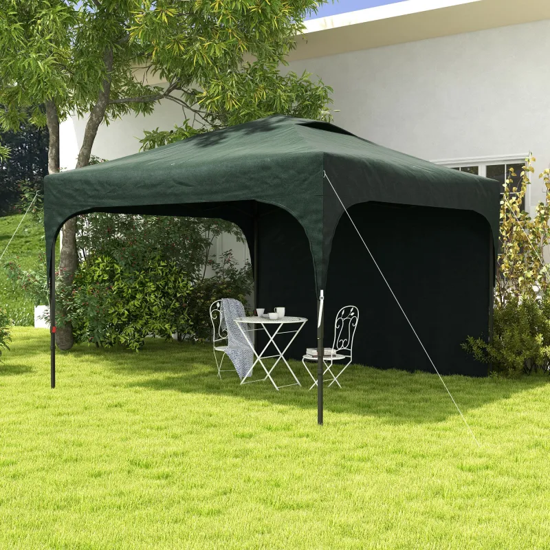 Cenador de Jardín 3x3 m con Altura Ajustable 1 Pared Lateral Impermeable 4 Bolsas de Arena y Bolsa de Transporte... - Ogal.Es