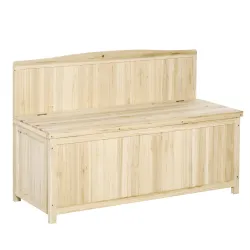 Banco de Jardín con Baúl de Almacenaje y Respaldo Carga 250 kg para Patio Terraza Balcón 115x45x75 cm Natural - Ogal.Es
