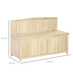 Banco de Jardín con Baúl de Almacenaje y Respaldo Carga 250 kg para Patio Terraza Balcón 115x45x75 cm Natural - Ogal.Es