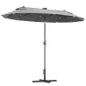 Sombrilla de Jardín Doble 295x150x219 cm con Luces LED Solares Toldo con Inclinación Ajustable y Manivela Manual... - Ogal.Es