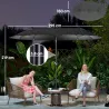 Sombrilla de Jardín Doble 295x150x219 cm con Luces LED Solares Toldo con Inclinación Ajustable y Manivela Manual... - Ogal.Es