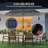 Sombrilla de Jardín Doble 295x150x219 cm con Luces LED Solares Toldo con Inclinación Ajustable y Manivela Manual... - Ogal.Es