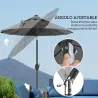 Sombrilla de Jardín Doble 295x150x219 cm con Luces LED Solares Toldo con Inclinación Ajustable y Manivela Manual... - Ogal.Es