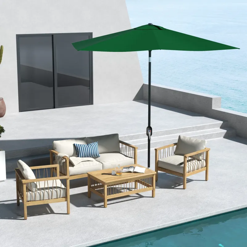 Sombrilla de Jardín 290x200x248 cm con 6 Varillas Apertura Manual Anti-UV Ángulo Ajustable para Terraza Exterior... - Ogal.Es
