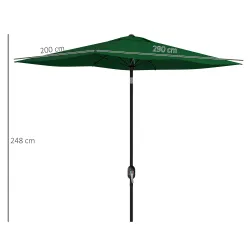Sombrilla de Jardín 290x200x248 cm con 6 Varillas Apertura Manual Anti-UV Ángulo Ajustable para Terraza Exterior... - Ogal.Es