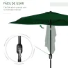 Sombrilla de Jardín 290x200x248 cm con 6 Varillas Apertura Manual Anti-UV Ángulo Ajustable para Terraza Exterior... - Ogal.Es
