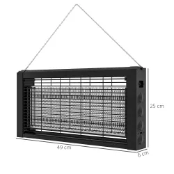 Lámpara Antimosquitos con Luces LED Mata Mosquitos Eléctrico Efecto 60 m² para Interior 49x6x25 cm Negro - Ogal.Es