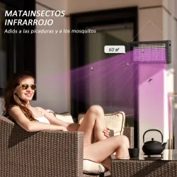 Lámpara Antimosquitos con Luces LED Mata Mosquitos Eléctrico Efecto 60 m² para Interior 49x6x25 cm Negro - Ogal.Es