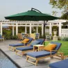 Sombrilla de Jardín Ø300x250 cm Parasol Excéntrico Inclinable con Manivela Base Cruzada y Soporte de Acero Verde - Ogal.Es